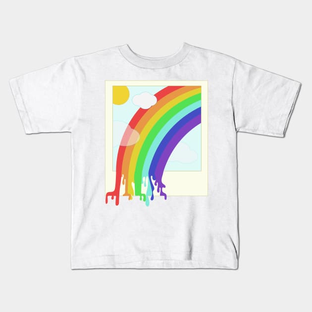 Dripping Rainbow Polaroid Photo Kids T-Shirt by gabyshiny